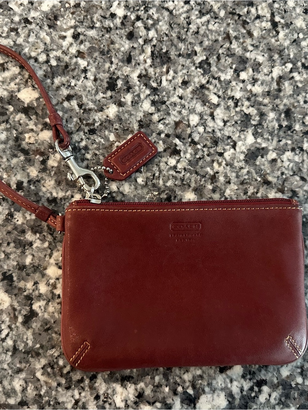 Coach leather Wristlet in burgundy red